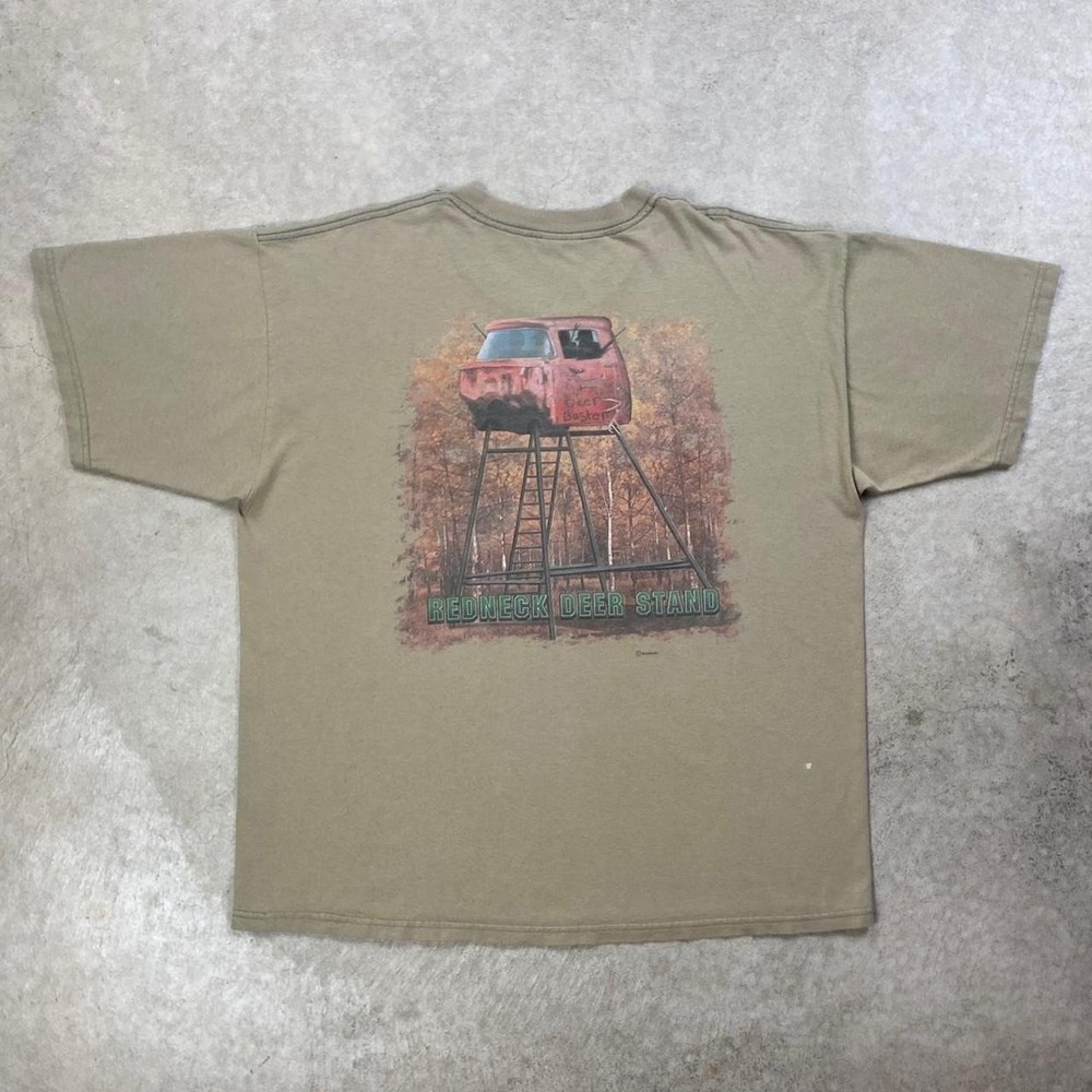 Vintage Redneck Sportsman Deer Stand Shirt Size XL Brown Funny Parody
